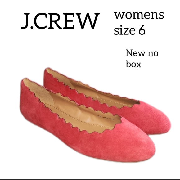 J.CREW RED SUEDE FLAT SHOES WOMENS SIZE 6 100% LEATHER UPPER  NEW WITHOUT BOX - Picture 1 of 11